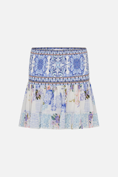 Short Shirred Skirt Paint Me Positano - Skirt