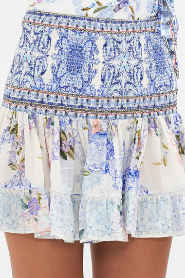 Short Shirred Skirt Paint Me Positano - Skirt