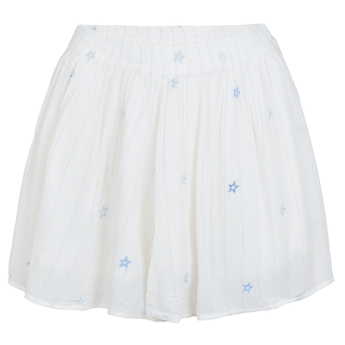 Load image into Gallery viewer, Ivory/Tonal Blue Stars Lurex Stripe Star Shorts - Shorts
