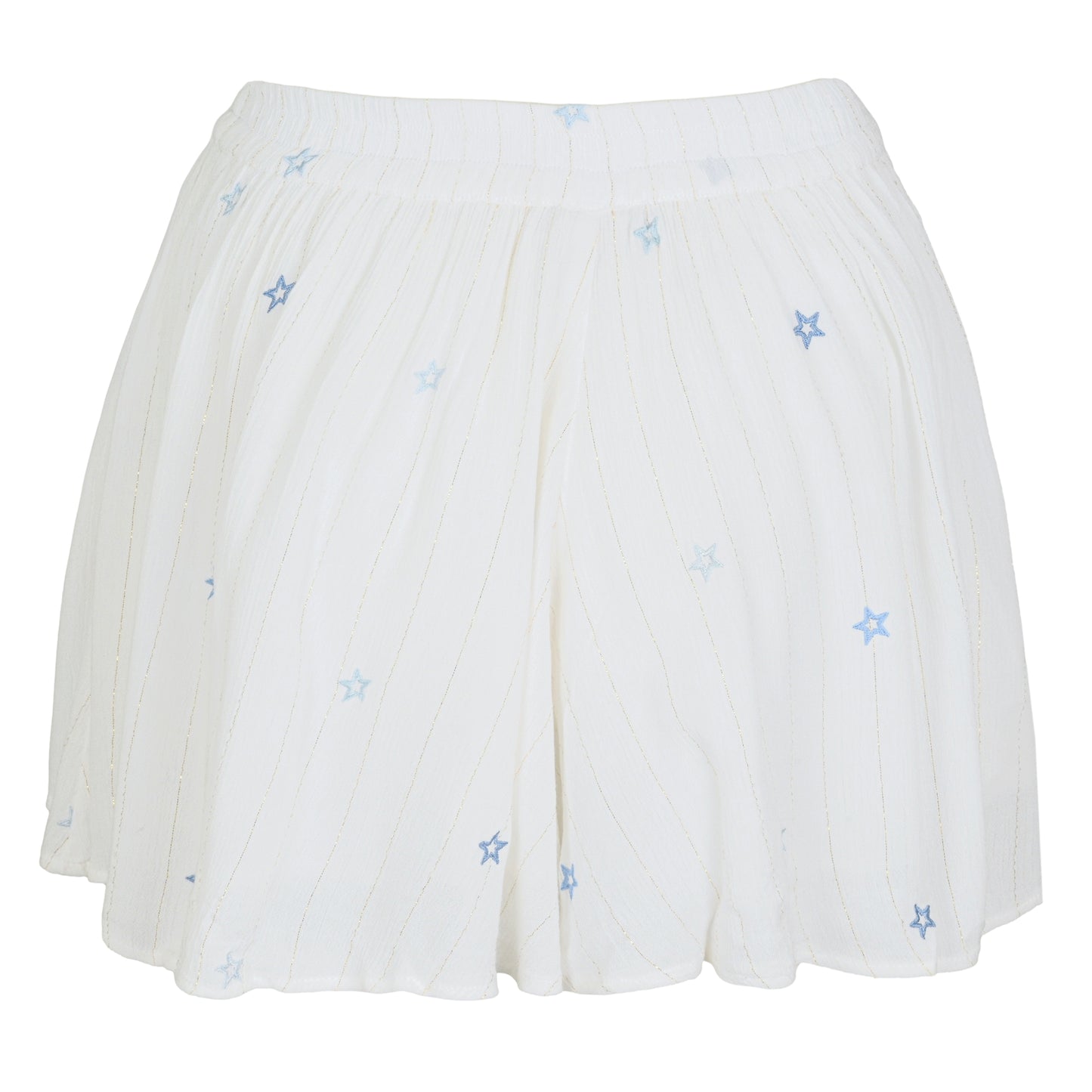 Load image into Gallery viewer, Ivory/Tonal Blue Stars Lurex Stripe Star Shorts - Shorts
