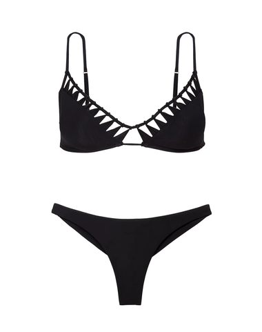 Solid Leeza Top Black - Bikini Top