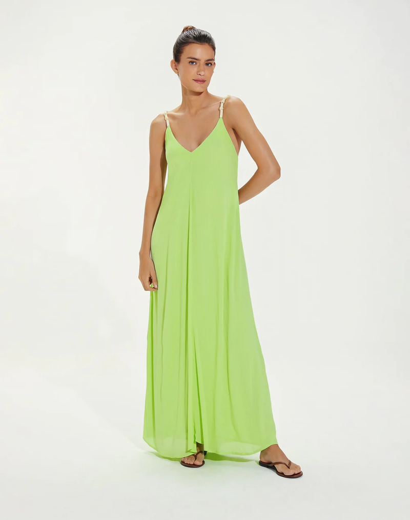Solid Lilly Detail Long Cover Up Lime