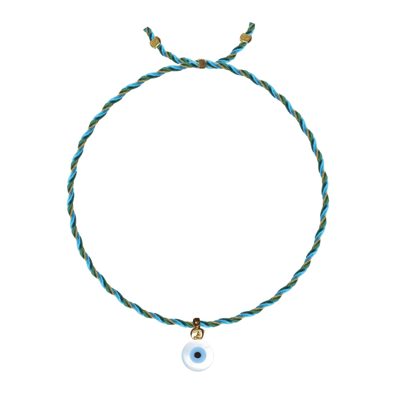 Mother Of Pearl Charm Bracelet Evil Eye