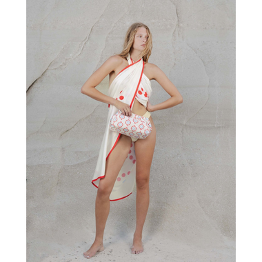 Multicolour Patterned Pareo White - ONE SIZE - Sarong