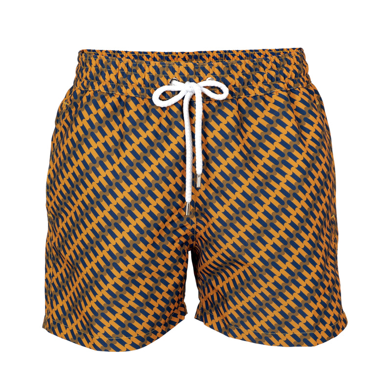 Sport Pilar Print Swim Short Navy And Gold