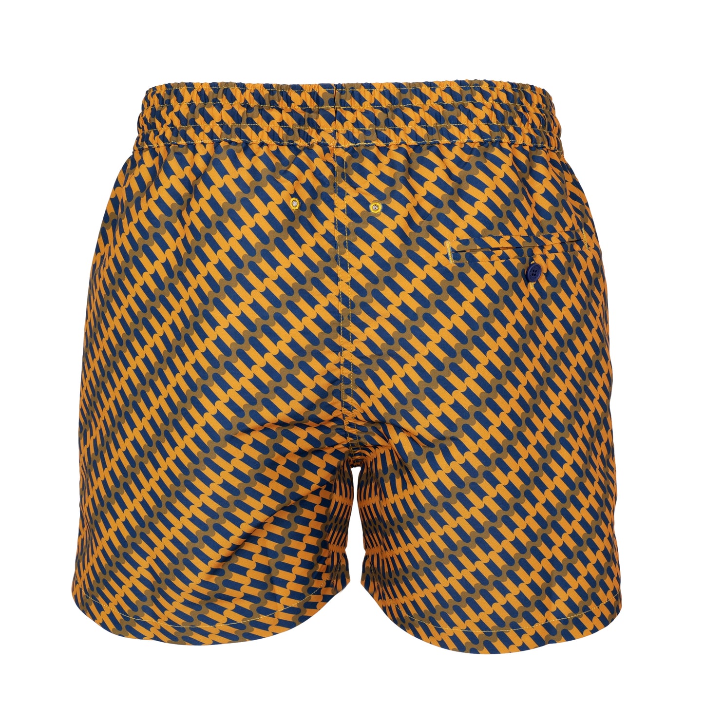 Load image into Gallery viewer, Sport Pilar Print Swim Short Navy And Gold - Swim Shorts
