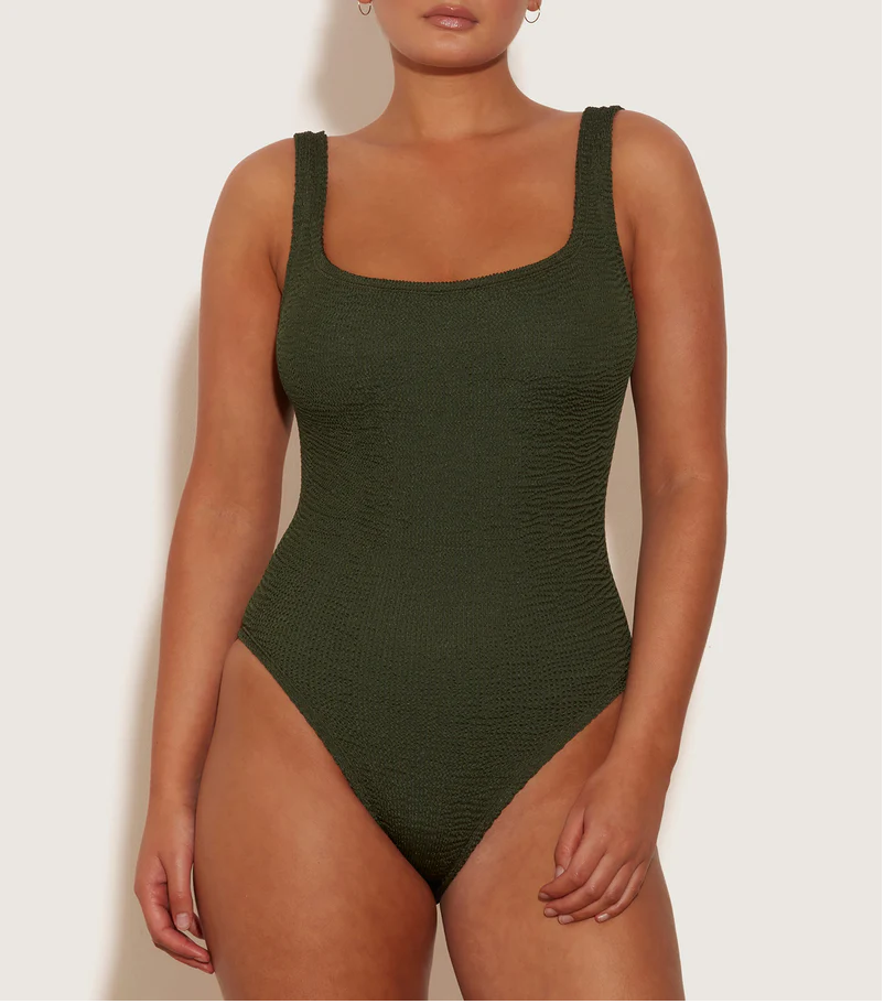 Load image into Gallery viewer, Classic Square Neck Swim Metallic Khaki - ONE SIZE - One Piece
