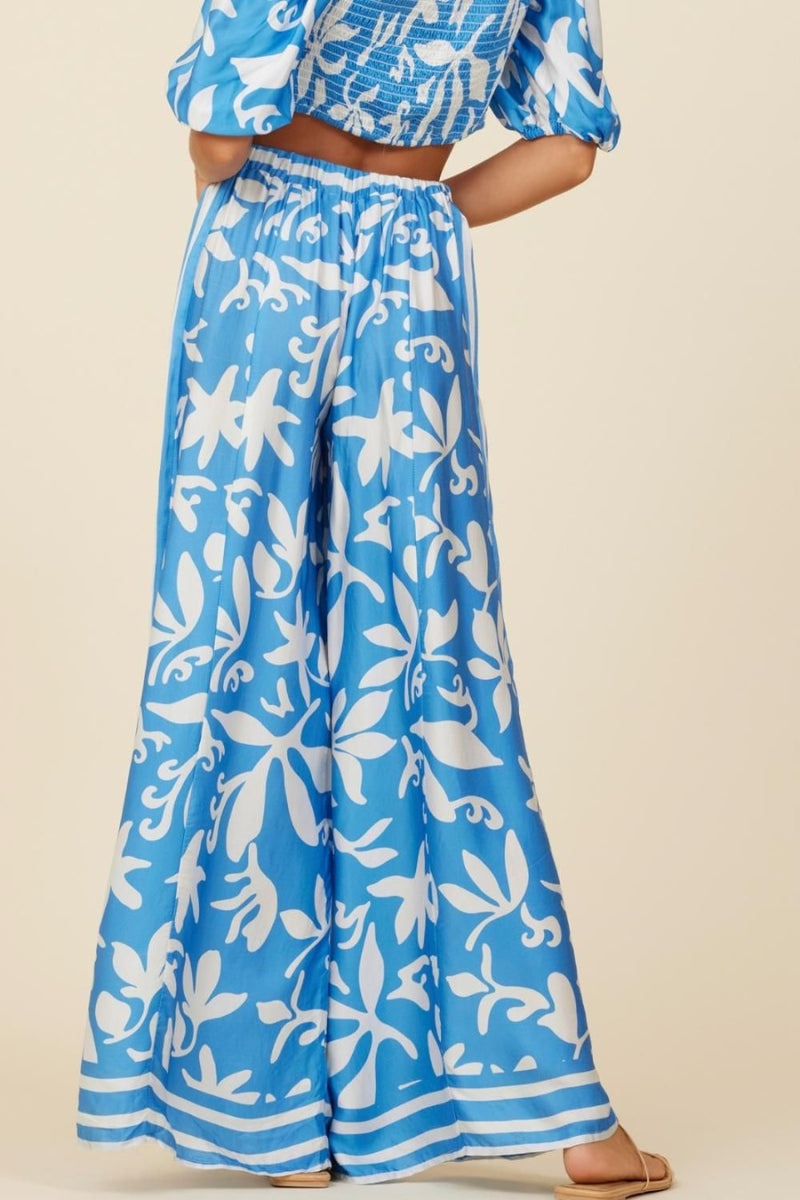 Summer Breeze Print Satin Pants