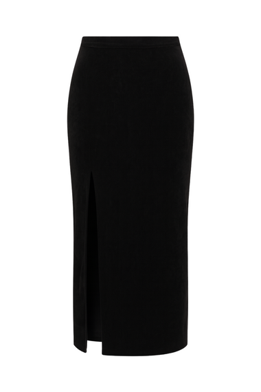 Terry Midi Snap Skirt Black