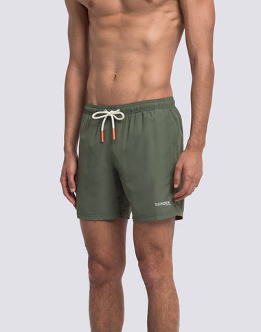 Men's Mid-length Swim Shorts in Dark Green