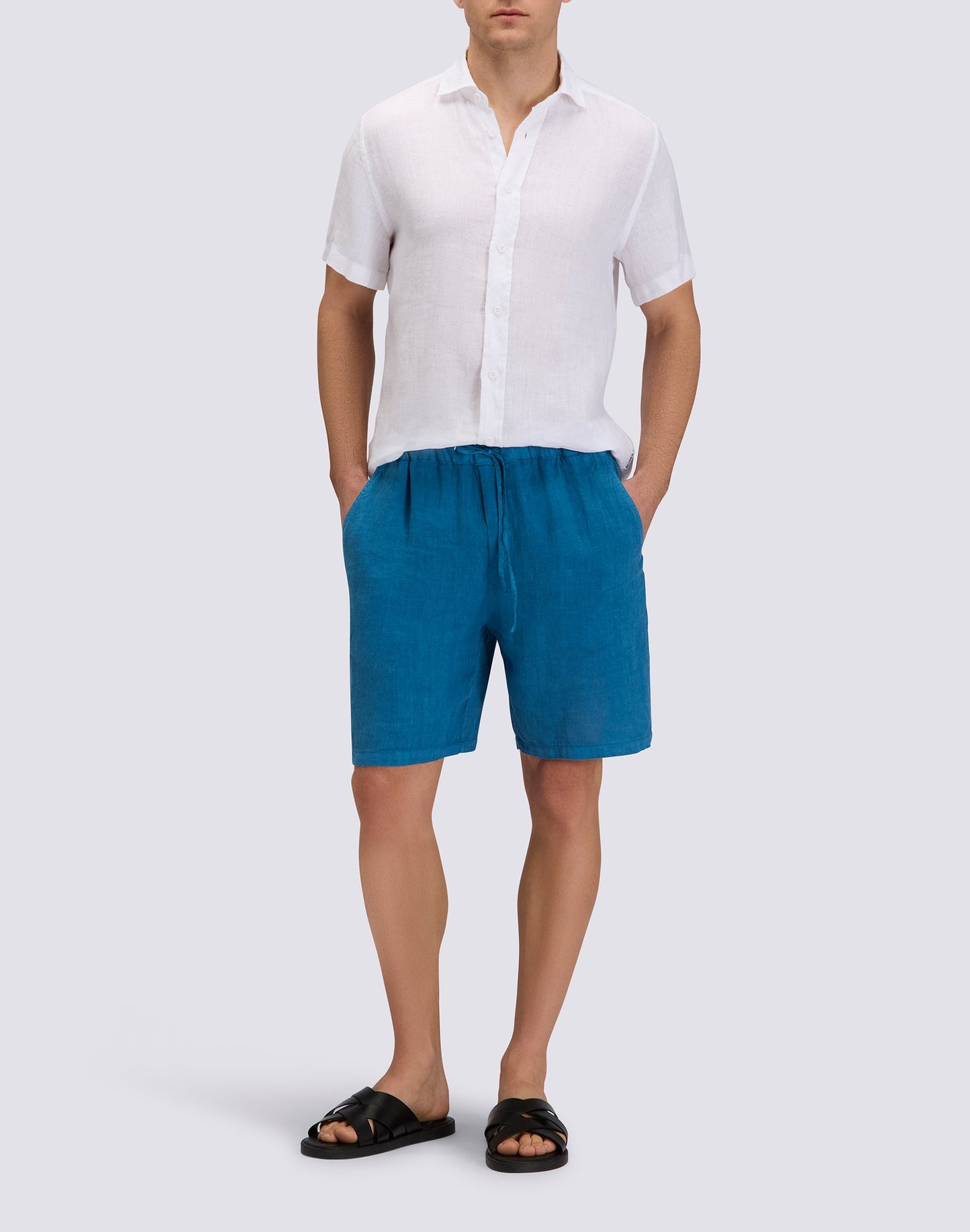 Load image into Gallery viewer, Men&amp;#39;s Short Sleeve Linen Shirt in White
