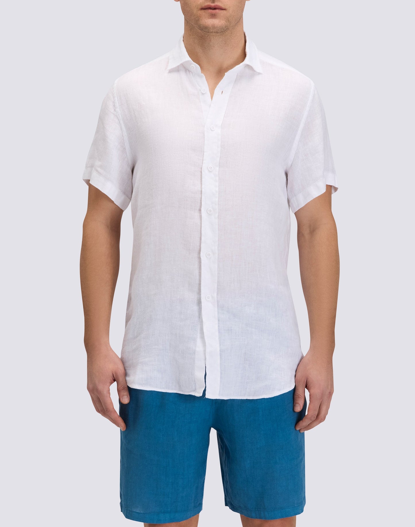 Load image into Gallery viewer, Men&amp;#39;s Short Sleeve Linen Shirt in White

