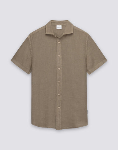 Men's Short Sleeve Linen Shirt in Safari