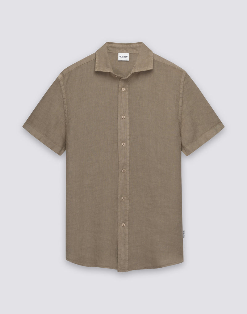 Men's Short Sleeve Linen Shirt in Safari