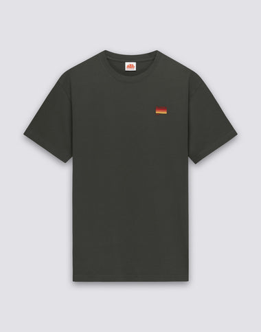 T-Shirt with Tricolour Embroidery in Dark Green