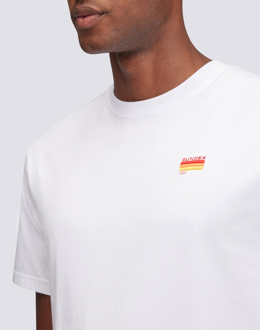 Load image into Gallery viewer, T-Shirt with Tricolour Embroidery in White
