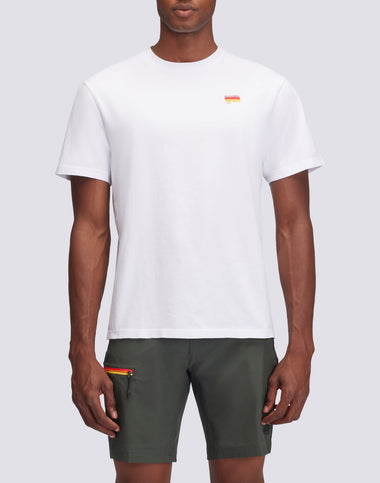 T-Shirt with Tricolour Embroidery in White
