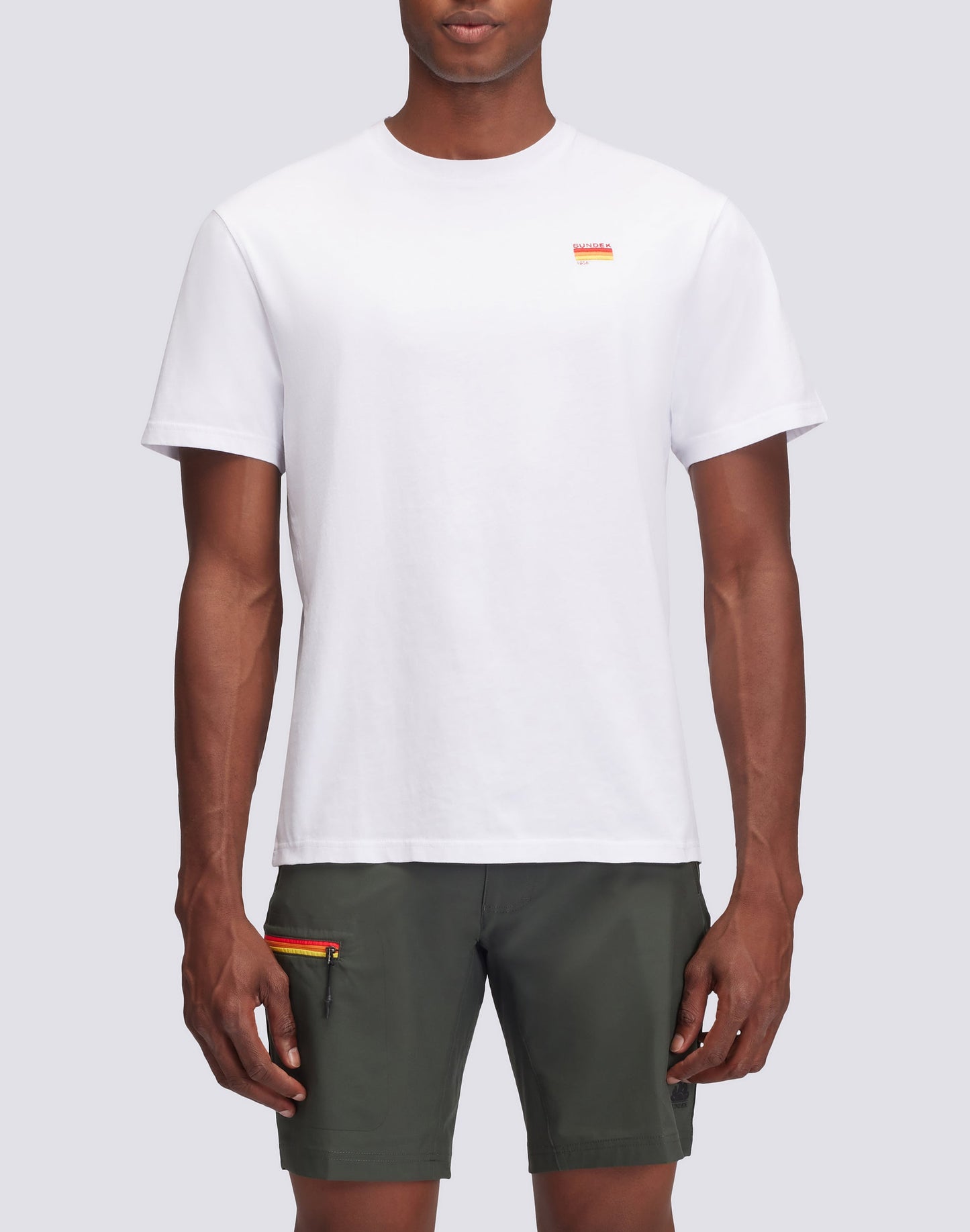 Load image into Gallery viewer, T-Shirt with Tricolour Embroidery in White
