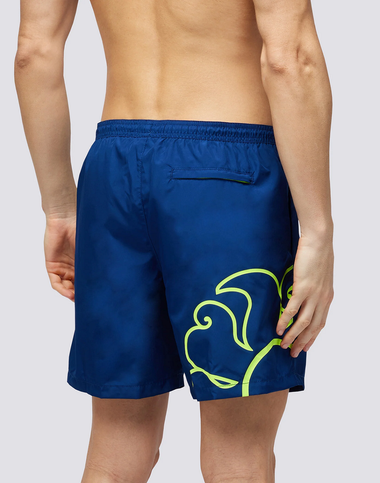 Boardshort Twilight With Reflective Neon Green Print - Swim Shorts