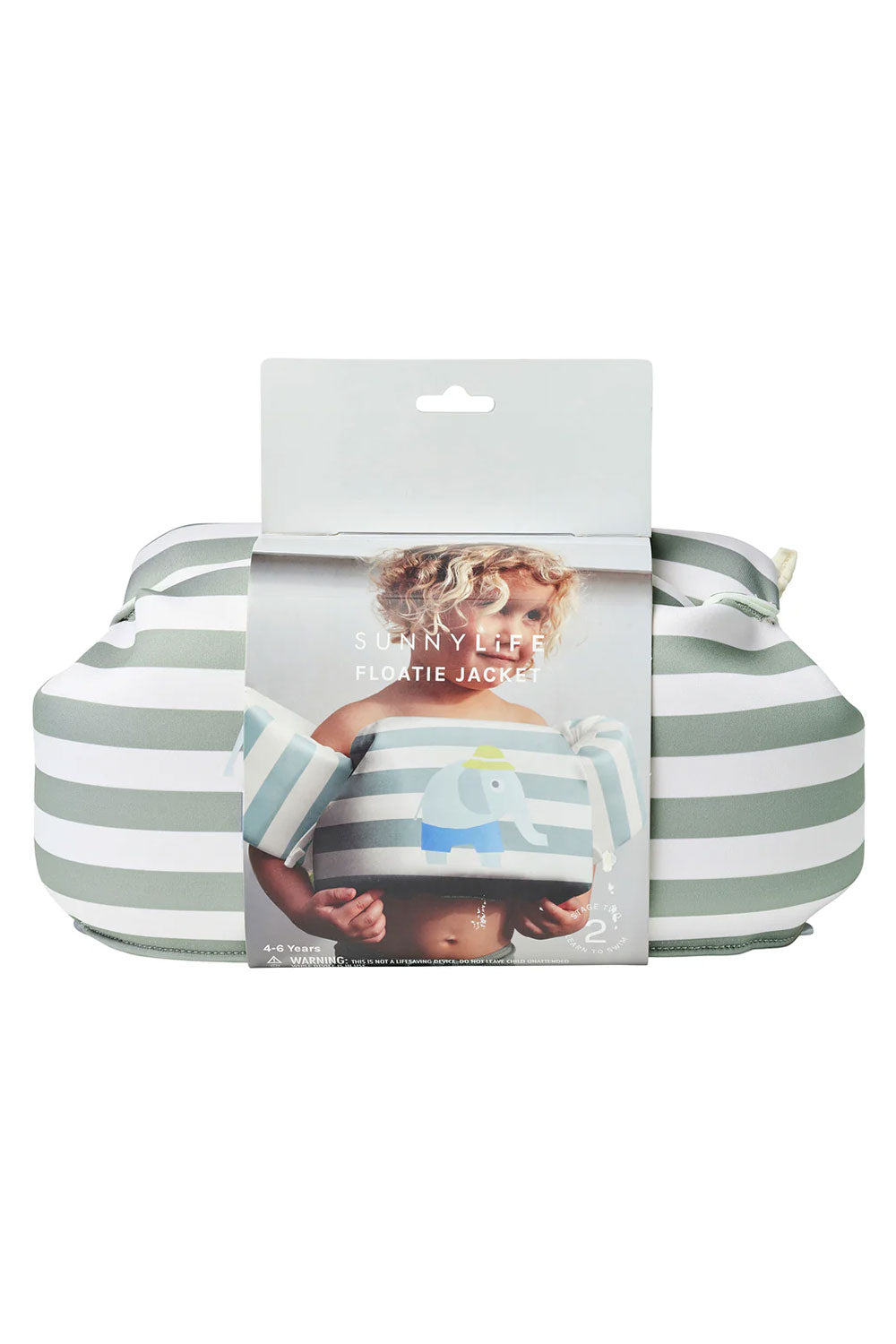Load image into Gallery viewer, Floatie Jacket Eli Elephant Green Stripe
