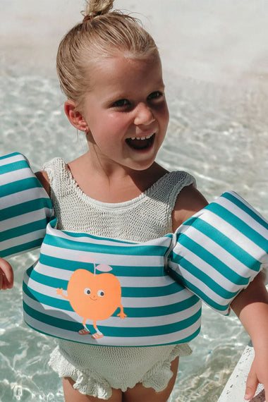 Floatie Jacket Poppy Peach Green Stripe