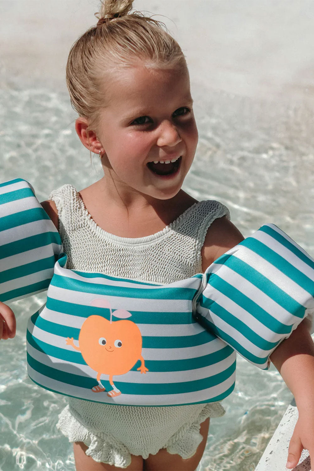 Load image into Gallery viewer, Floatie Jacket Poppy Peach Green Stripe
