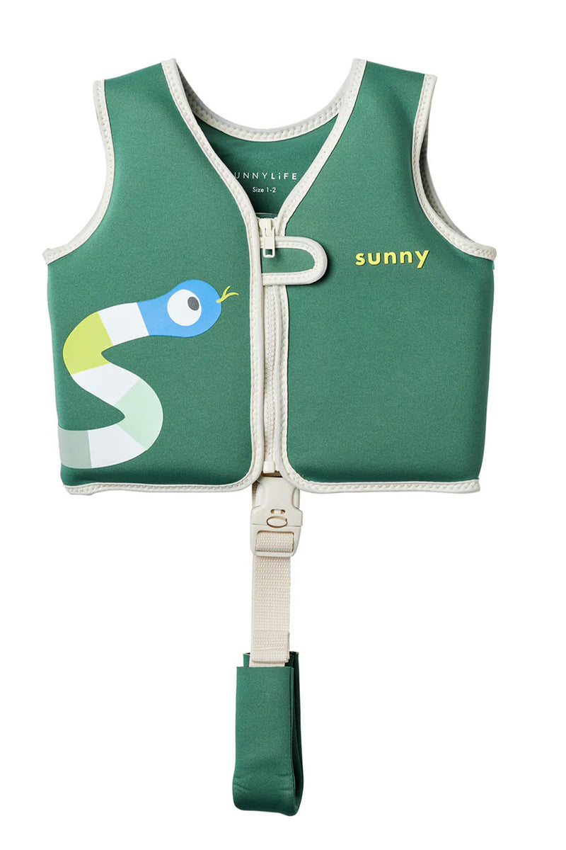 Kids Swim Vest Into The Jungle Green