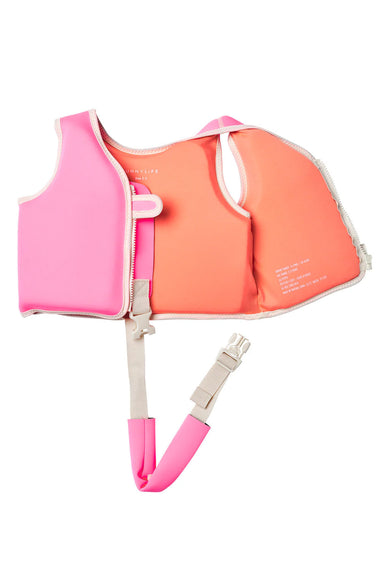 Kids Swim Vest Poppy Peach Neon Pink