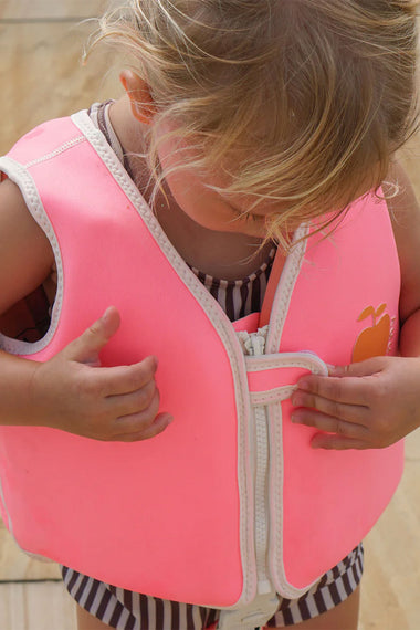 Kids Swim Vest Poppy Peach Neon Pink