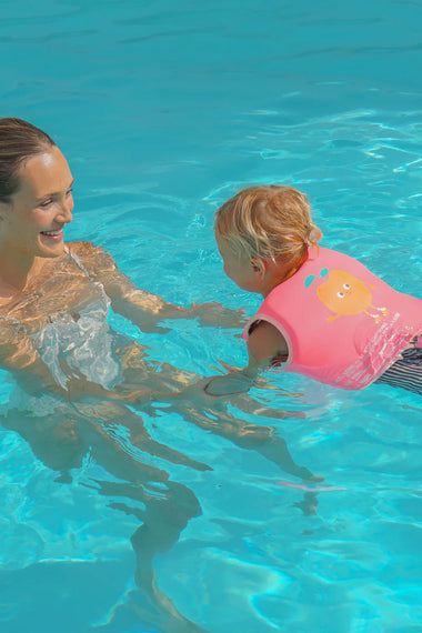 Kids Swim Vest Poppy Peach Neon Pink