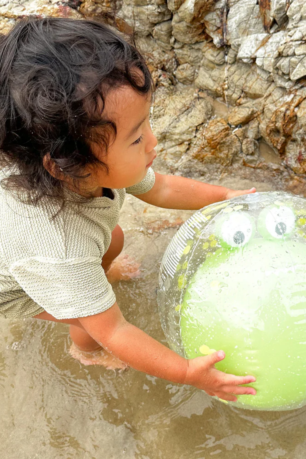 Load image into Gallery viewer, 3D Inflatable Beach Ball Cookie the Croc Light Khaki
