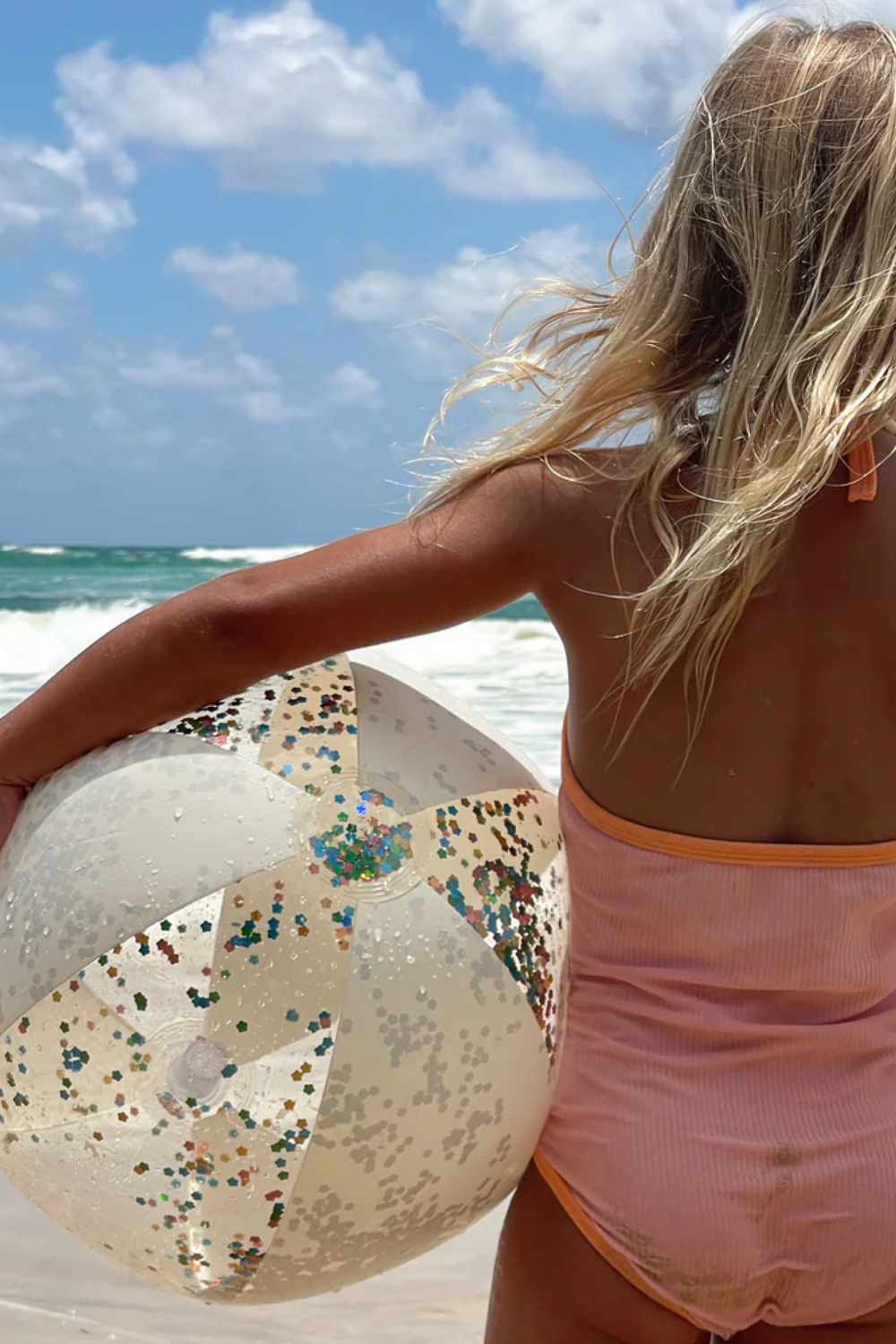 Load image into Gallery viewer, Inflatable Beach Ball Cotton Candy Glitter
