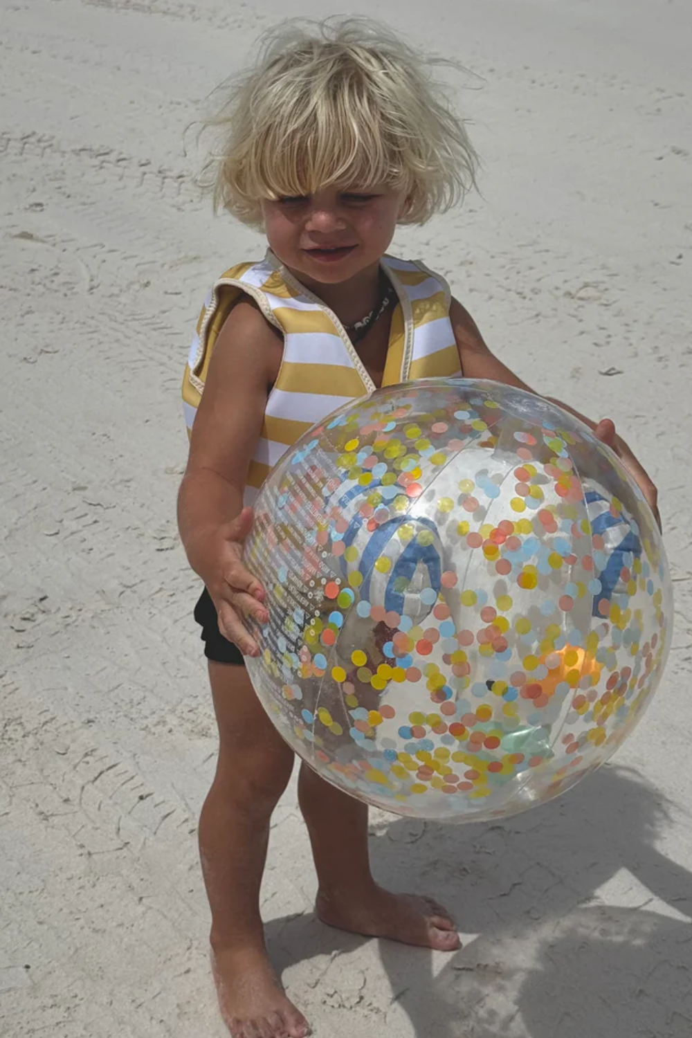 Load image into Gallery viewer, 3D Inflatable Beach Ball Sid the Seagull Blue Stripe
