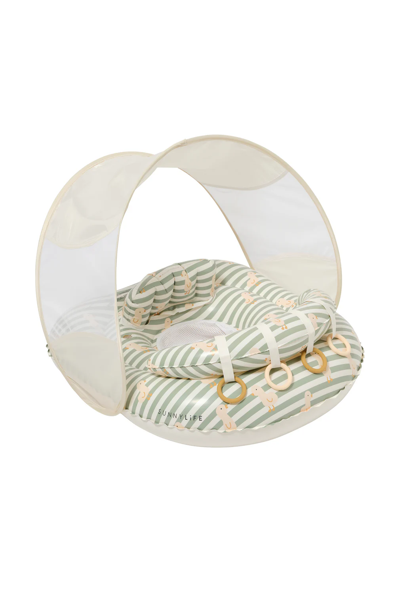 Interactive Baby Float Duck Sage Stripe