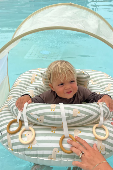 Interactive Baby Float Duck Sage Stripe