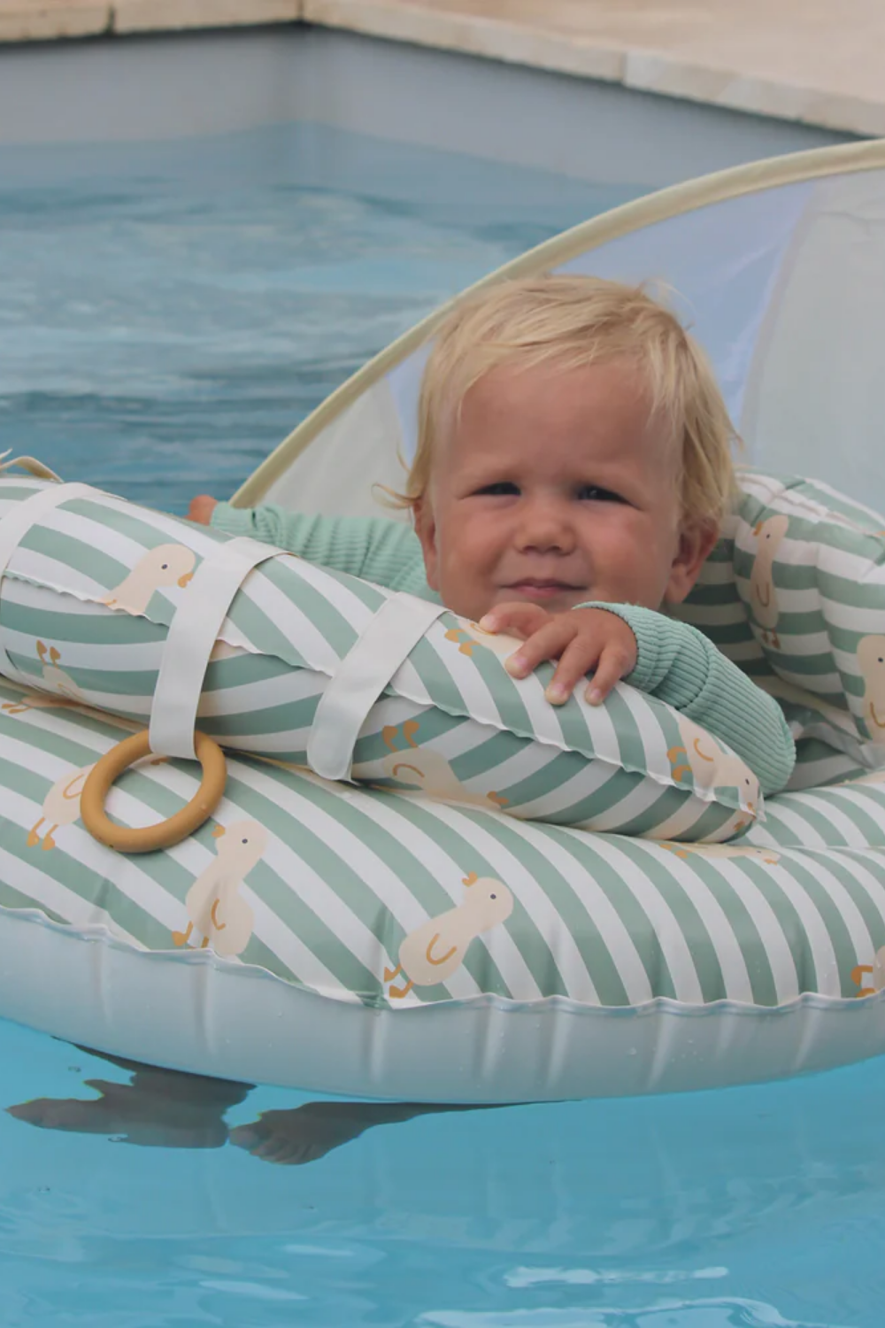 Load image into Gallery viewer, Interactive Baby Float Duck Sage Stripe
