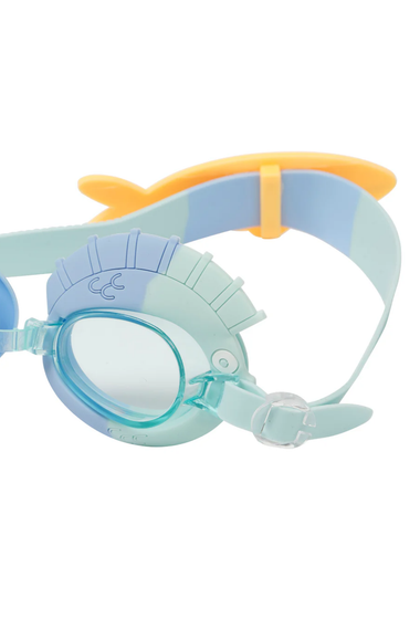 Kids Swim Goggles Finn the Fish Aqua Blue