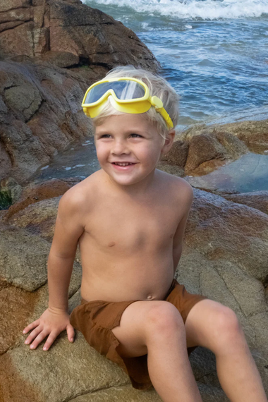 Kids Swim Mask Salty the Shark Neon Yellow