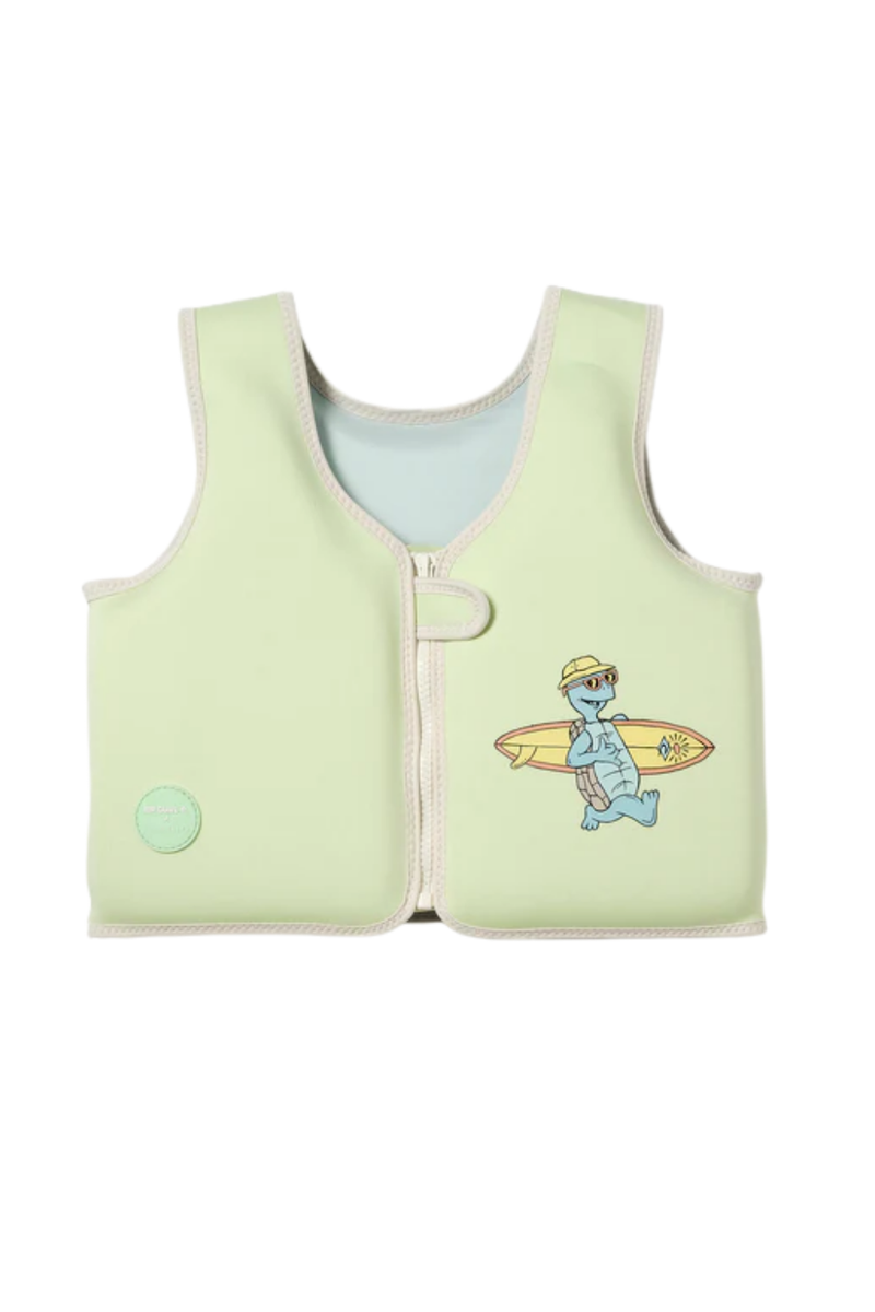 Kids Swim Vest Shred Turtle Aqua