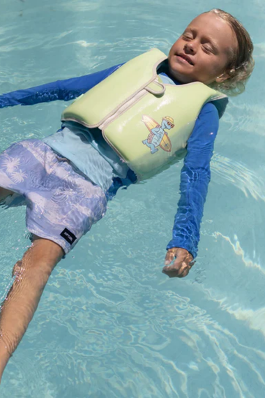 Kids Swim Vest Shred Turtle Aqua