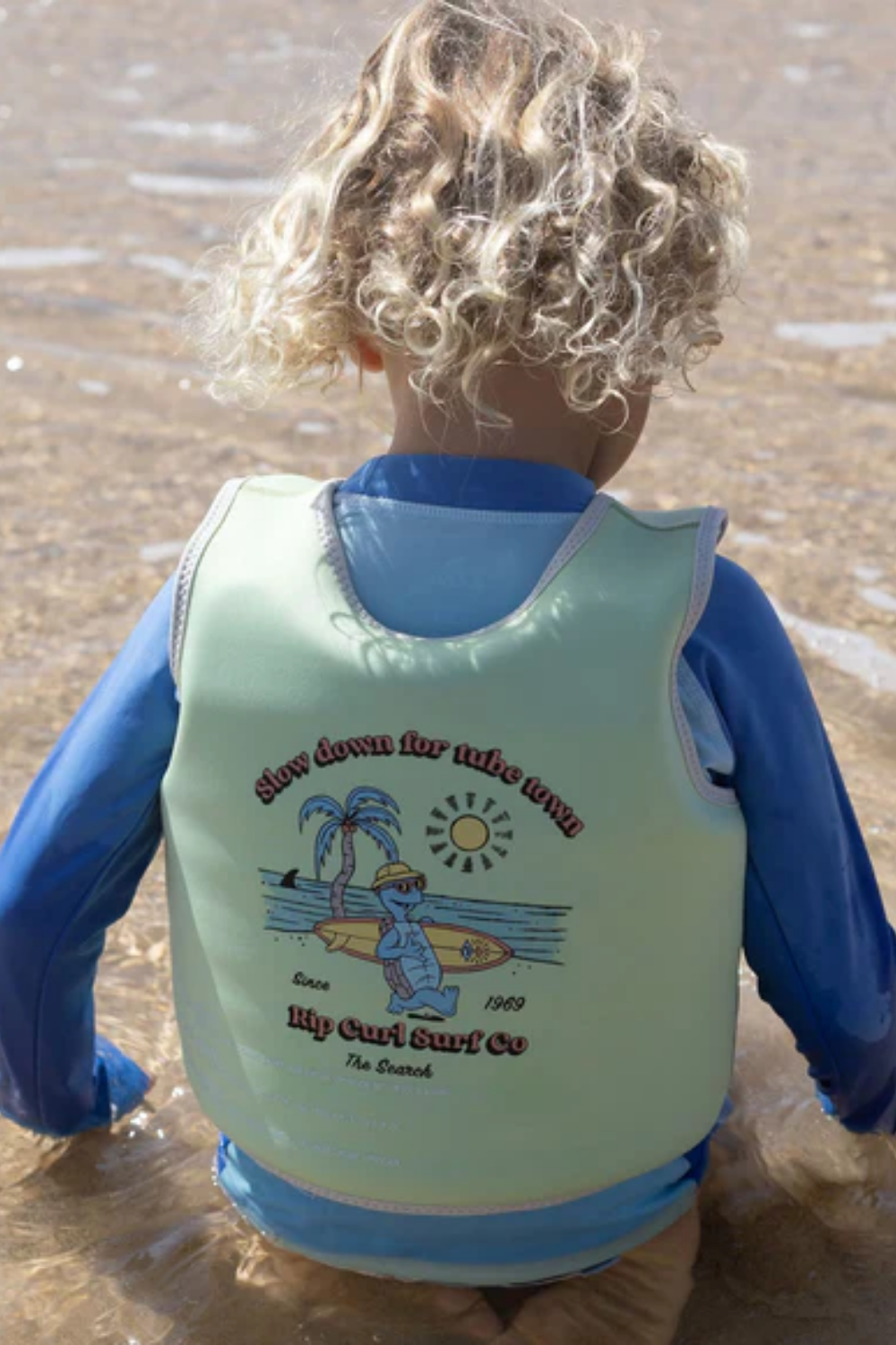 Load image into Gallery viewer, Kids Swim Vest Shred Turtle Aqua
