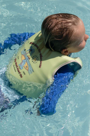 Kids Swim Vest Shred Turtle Aqua