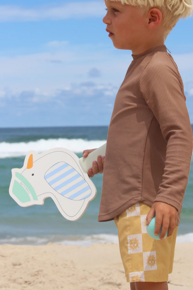 Kids Velcro Beach Bats Sid the Seagull Blue Stripe