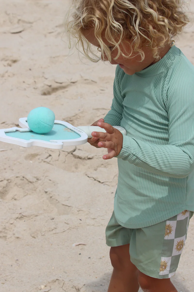 Kids Velcro Beach Bats Sid the Seagull Blue Stripe