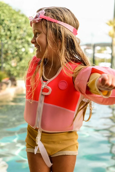Melody the Mermaid Swim Vest Neon Strawberry