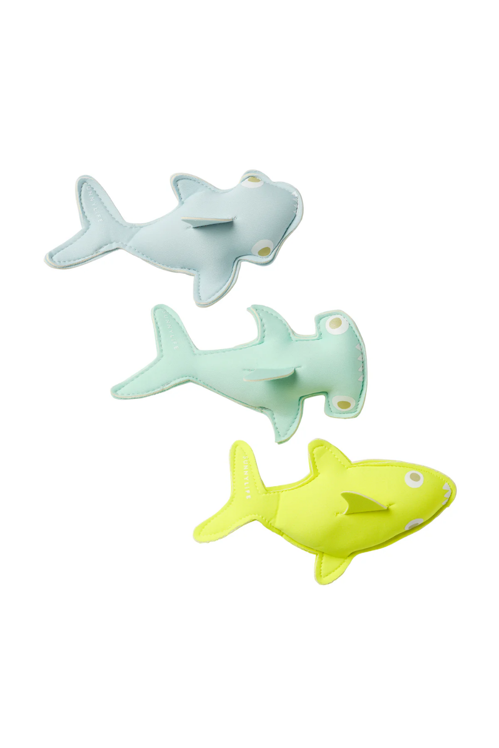 Load image into Gallery viewer, Salty the Shark Dive Buddies Aqua Neon Yellow Set of 3
