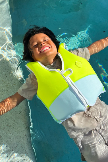 Salty the Shark Swim Vest Aqua Neon Yellow
