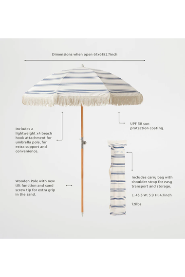 Sunnylife The Resort Luxe Beach Umbrella Coastal Blue