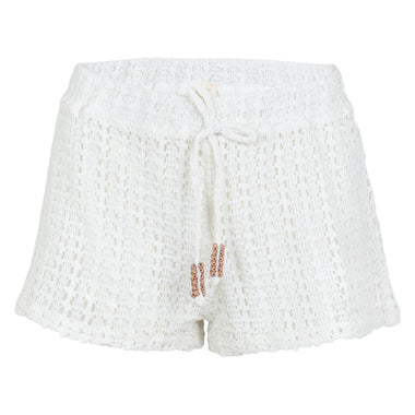White Vertical Stripe Crochet Short - Shorts