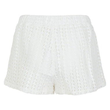 White Vertical Stripe Crochet Short - Shorts
